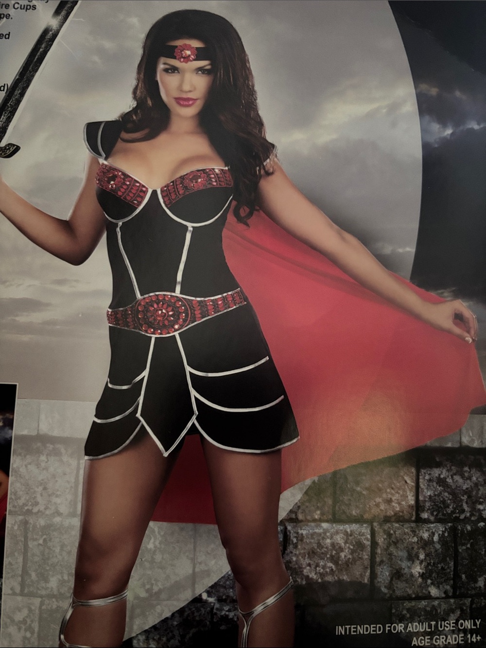 Dreamgirl Black and Red Warrior Costume Chemise with Cape
